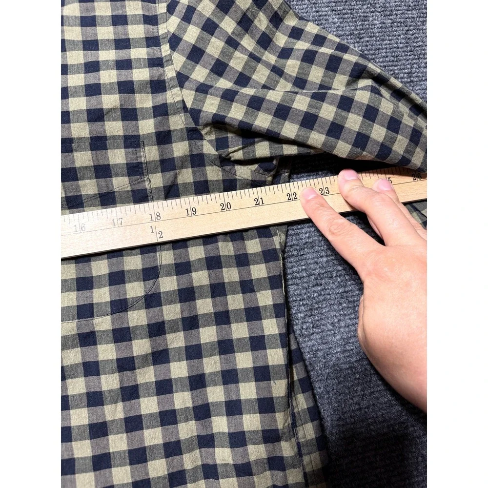 J.Crew Button Up Mens L Green Black Excellent Gingham Stretch Secret Wash AA429